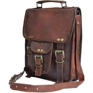 Top Grain Goat Leather vintage satchel - messenger bag - shoulder bag cross body